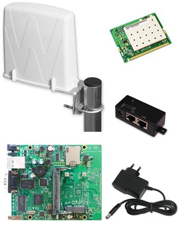 Complete outdoor unit with ant. 19dBi 5GHz, Mikrotik RB-411, MiniPCI