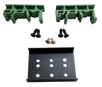 DIN rail mounting clips-2 clips and screws (green)