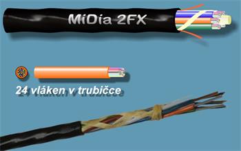 Optical micro cable MiDia 2FX 144 vl. AW FLEX, 6x24 vl./tube, HDPE sheath, OD 6.3 mm (6 el.)