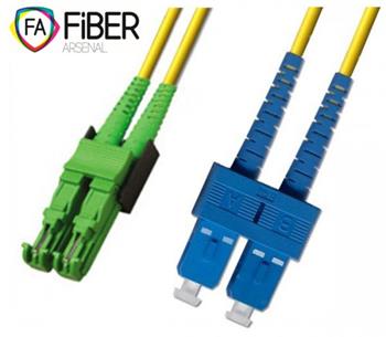 Optical patch cord, 9/125, E2000/APC-SC/PC, SM, duplex, 2m