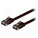 Patch cord UTP CAT6, plochý, tmavě hnědá, délka 5m