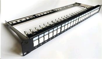 Patchpanel 19", CAT6A, STP, 24x RJ45, 1U BK/VL tool-free