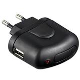 Power supply and charging adapter 230V to USB, 1A, black