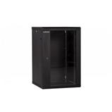 RACK LanTechnic, 19", 18U, 600x600mm, glass door, wall-mounted, one-piece, black