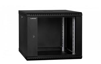 RACK LanTechnic, 19", 9U, 600x450mm, glass door, wall-mounted, one-piece, black