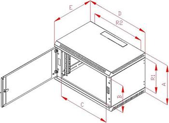 RACK Triton, 19", 18U, 600x400mm, wall-mounted-RBA-18-AS4-CAX-A1
