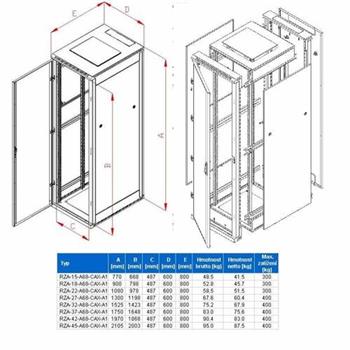 RACK Triton, 19", 18U, 600x800mm, stand-RZA-18-A68-XAX-A1