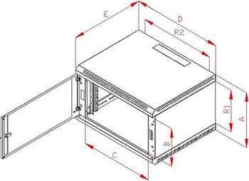 RACK Triton, 19", 6U, 600x500mm, wall-mounted-RBA-06-AS5-CAX-A1