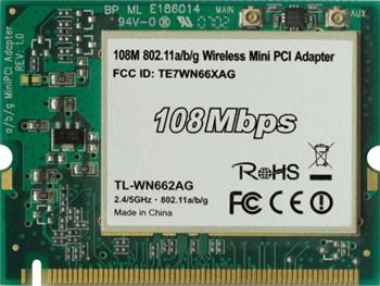 TP-Link TL-WN662AG, 802.11 a/b/g mini PCI card, 108 Mbit/s